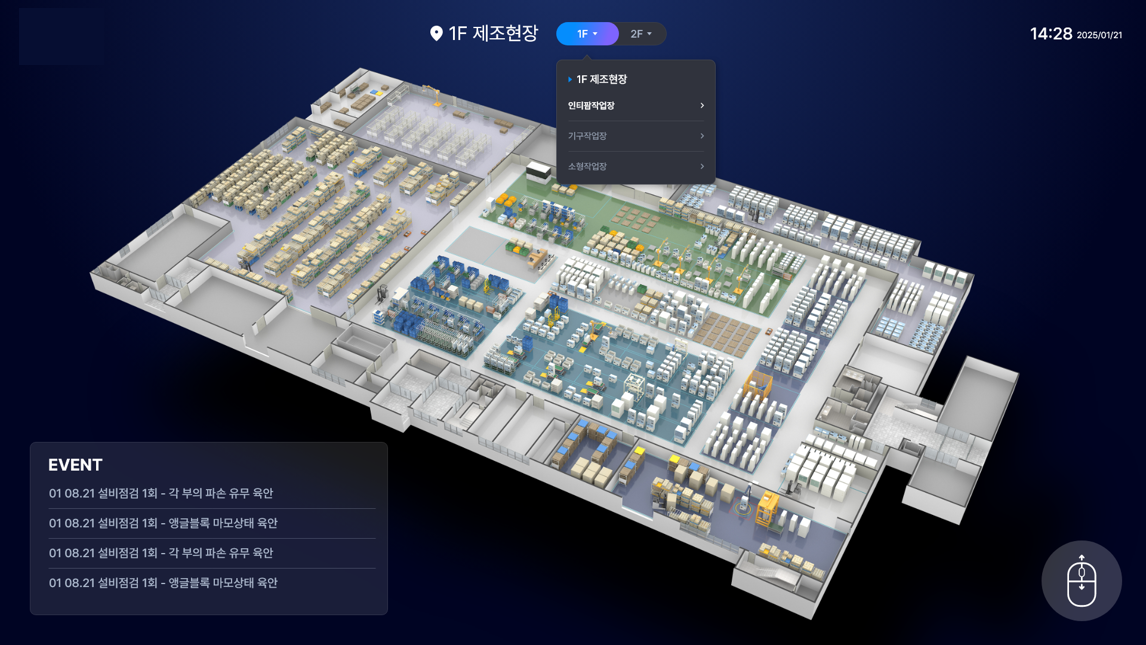 Digital Twin 플랫폼 대시보드 이미지