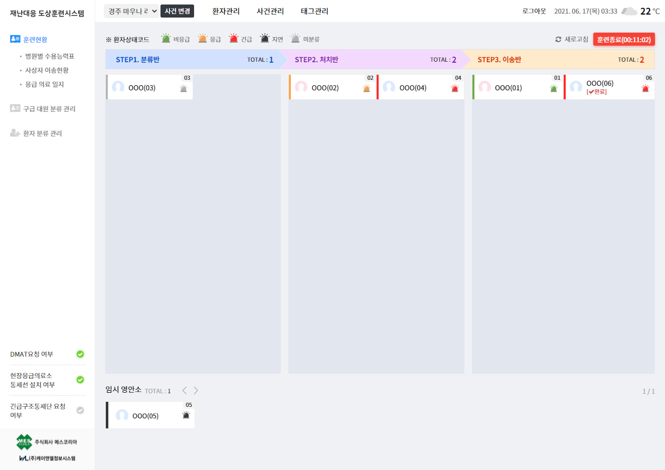 관제 대시보드 화면